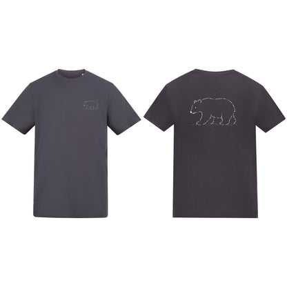 Roaming Bear Adult Unisex T-shirt from the Wild Lines Range Solid Charcoal colour variant image