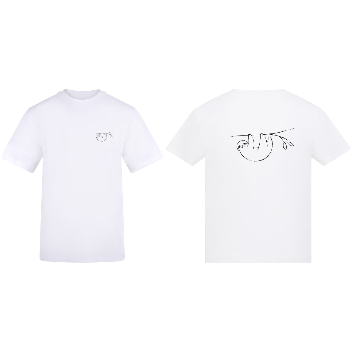 Hanging Sloth Adult Unisex T-shirt from the Wild Lines Range Arctic White colour variant image