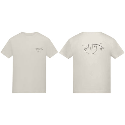 Hanging Sloth Adult Unisex T-shirt from the Wild Lines Range Natural Stone colour variant image