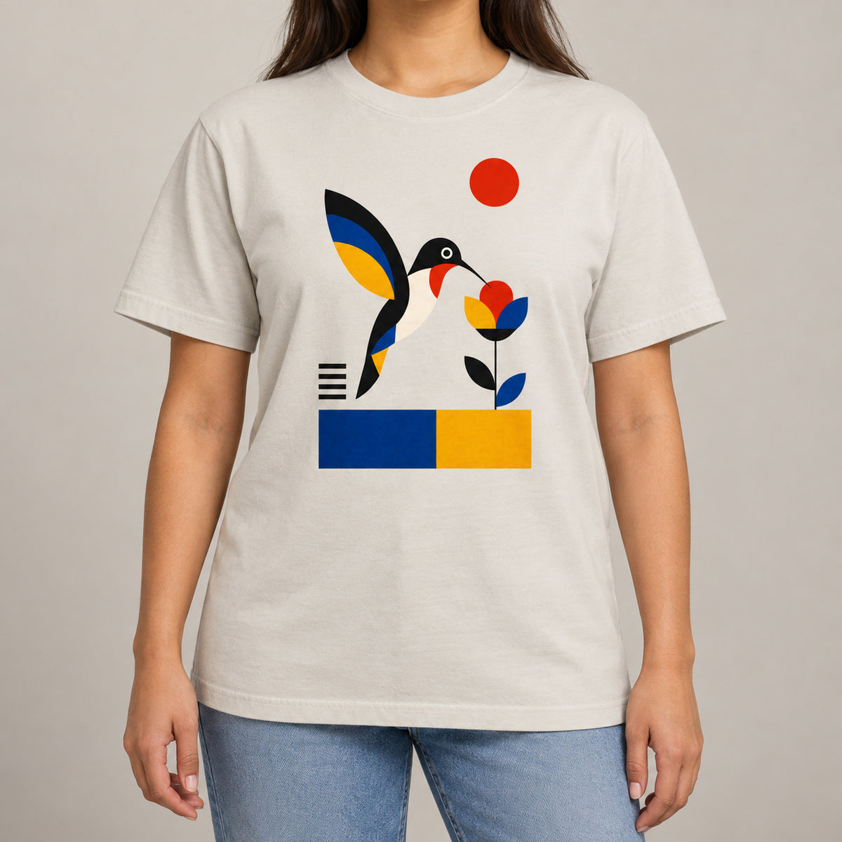 Hummingbird Bloom Adult Unisex T-shirt - Modern Menagerie Range lead image