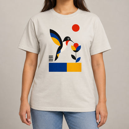 Hummingbird Bloom Adult Unisex T-shirt - Modern Menagerie Range lead image