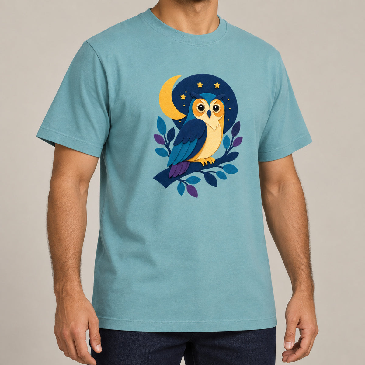 Owl in the Moonlight Adult Unisex T-shirt - Felt & Fauna Range lead image