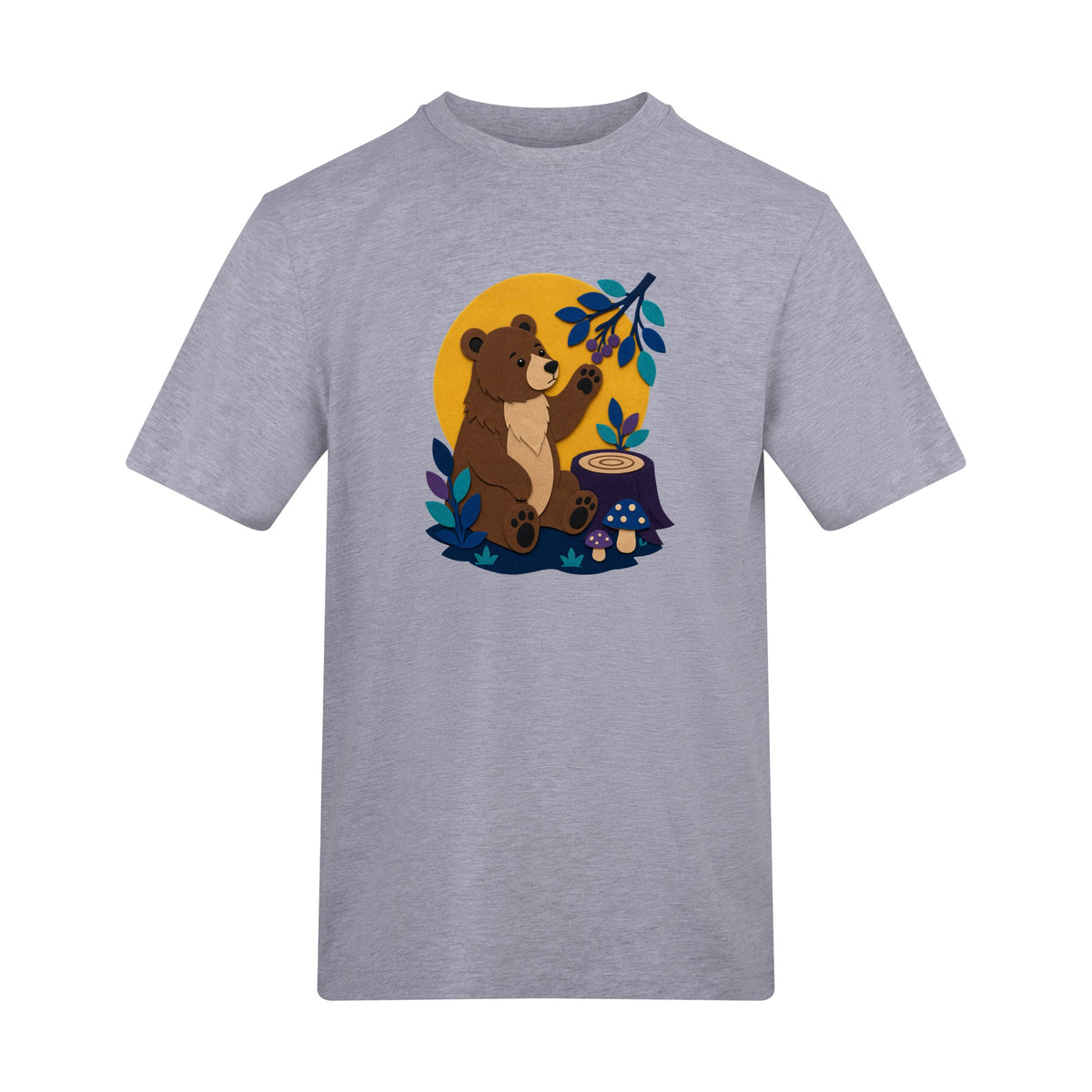 Bear's Woodland Wave Adult Unisex T-shirt - Felt & Fauna Range
