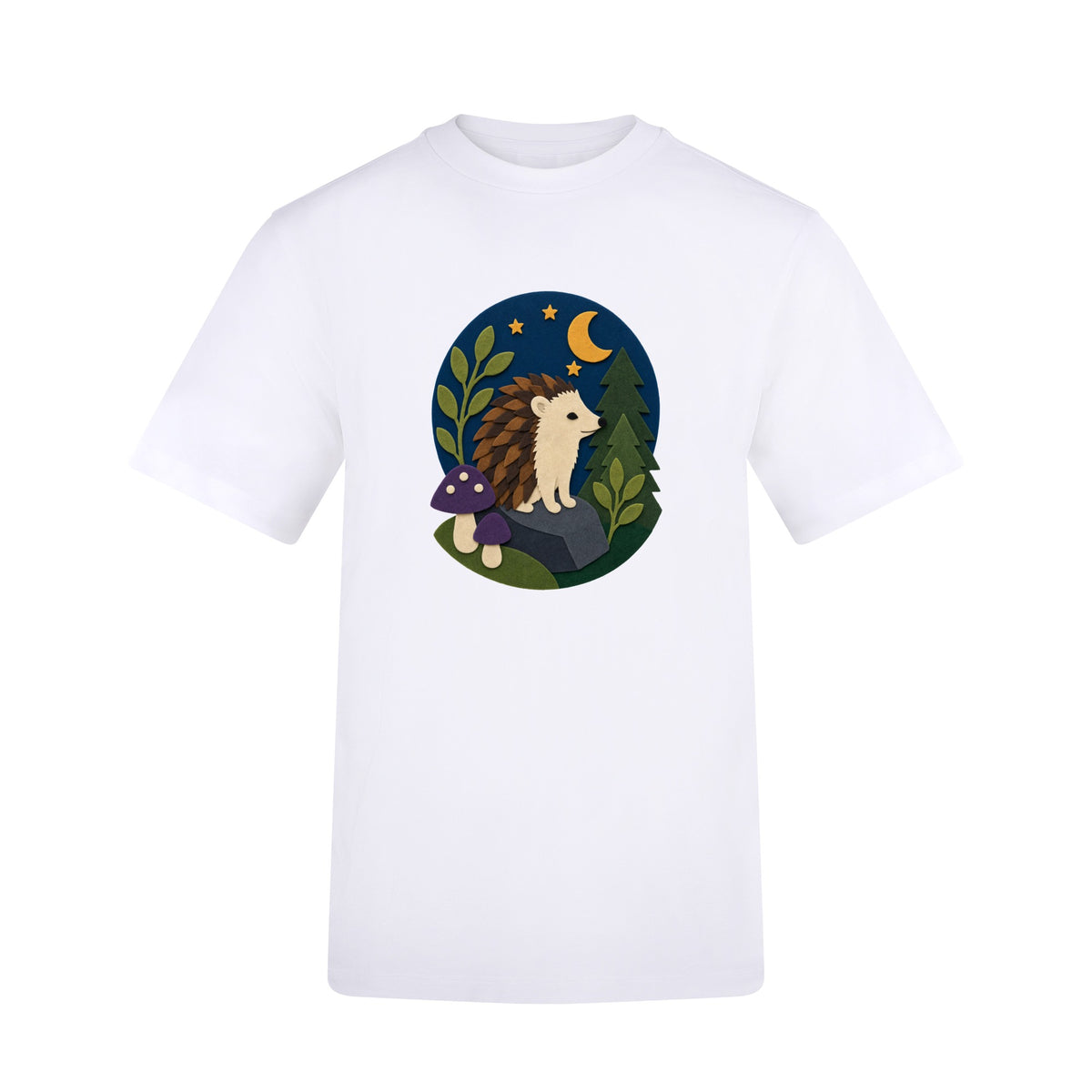 Hedgehog Under the Stars Adult Unisex T-shirt - Felt & Fauna Range