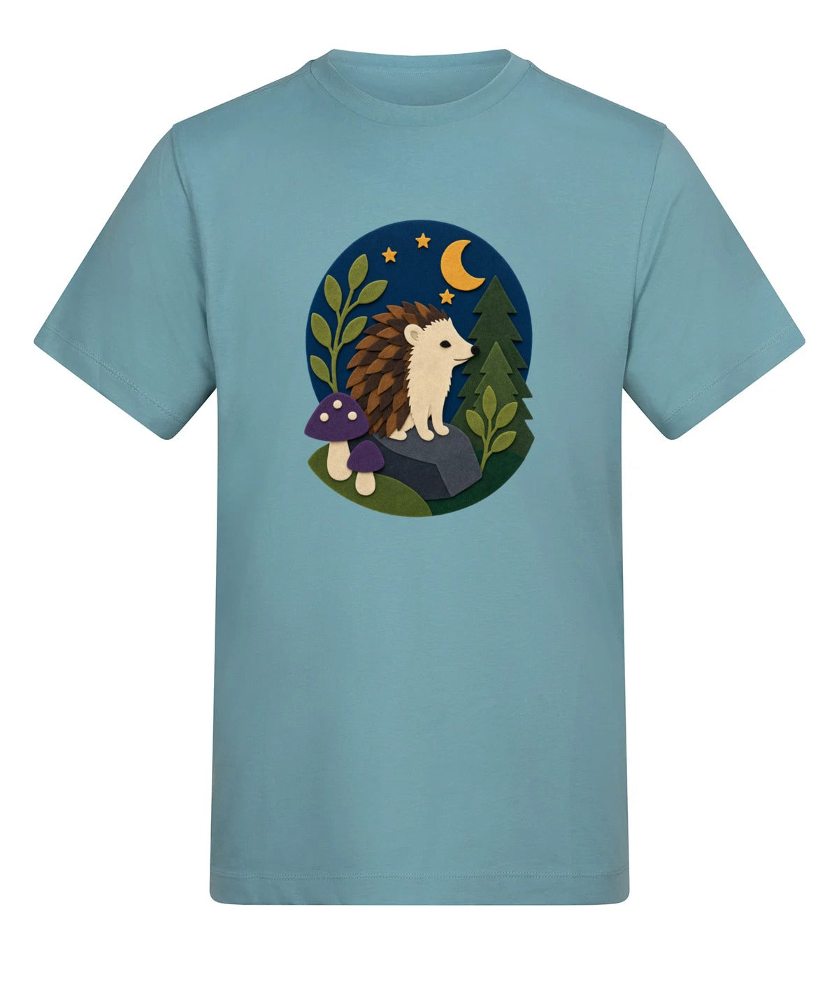 Hedgehog Under the Stars Adult Unisex T-shirt - Felt & Fauna Range