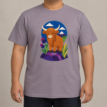 Highland Cow & Thistles Adult Unisex T-shirt - Felt & Fauna Range lead image