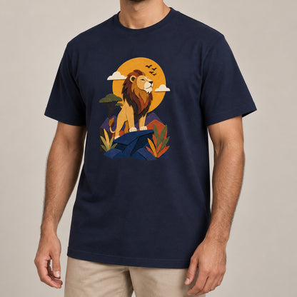 Lion on the Lookout Adult Unisex T-shirt - Felt & Fauna Range lead image