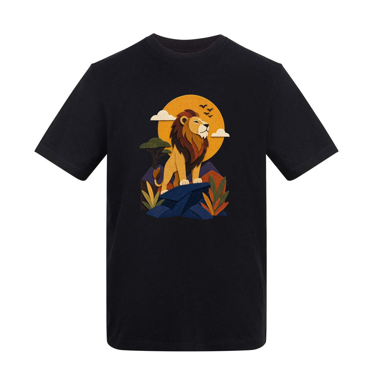 Lion on the Lookout Adult Unisex T-shirt - Felt & Fauna Range