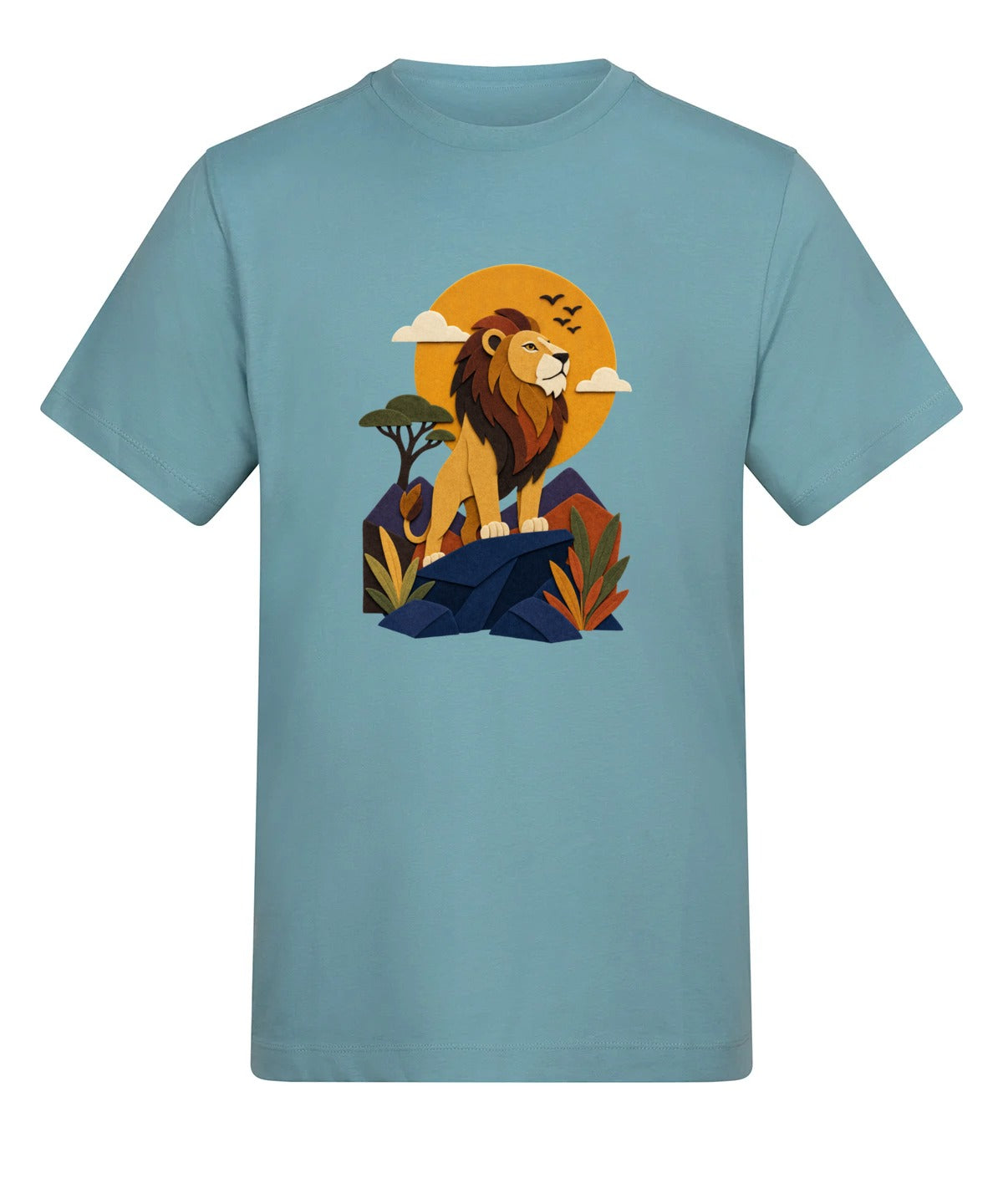Lion on the Lookout Adult Unisex T-shirt - Felt & Fauna Range