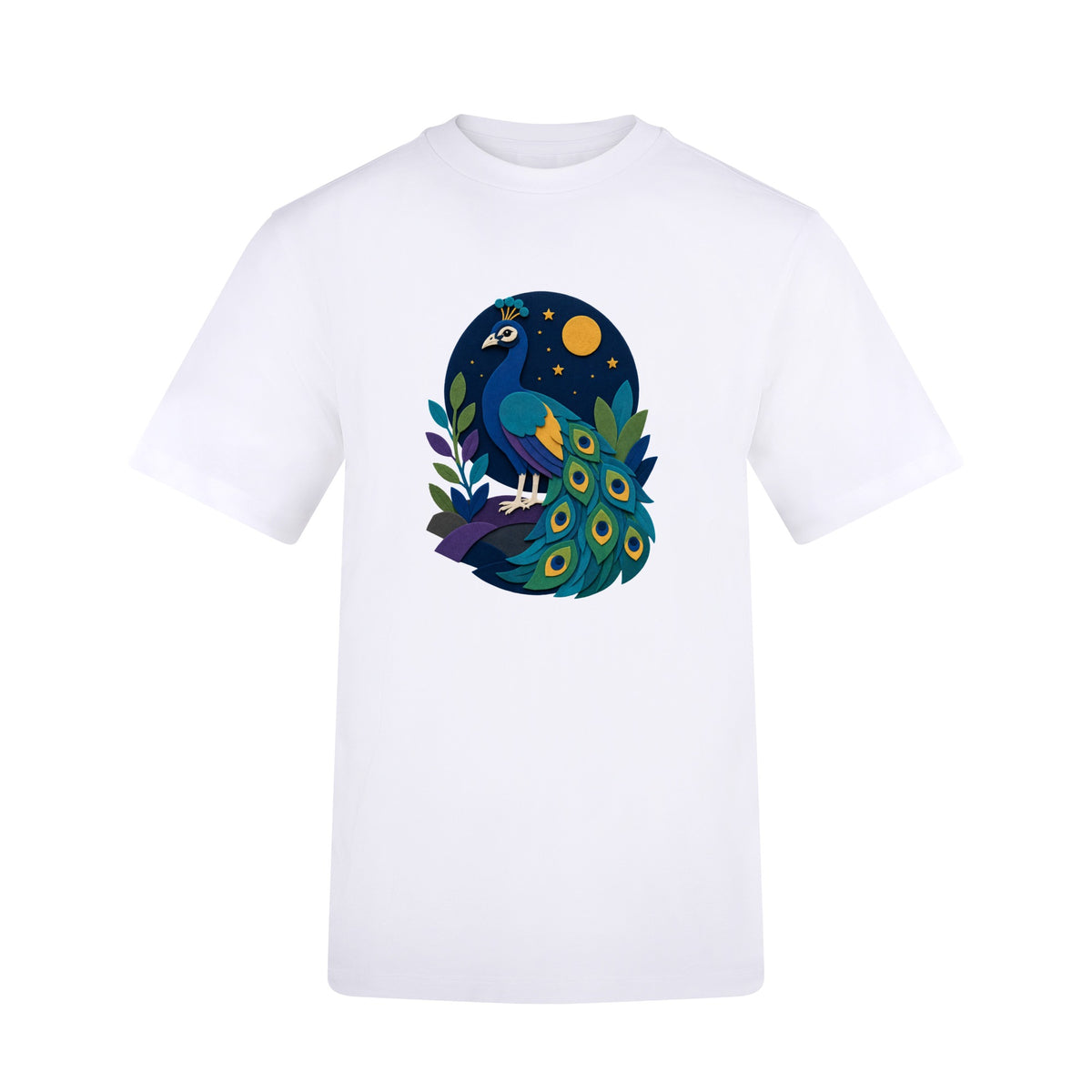 Peacock at Midnight Adult Unisex T-shirt - Felt & Fauna Range