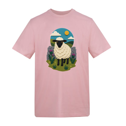 Sheep by the Stone Wall Adult Unisex T-shirt - Felt & Fauna Range