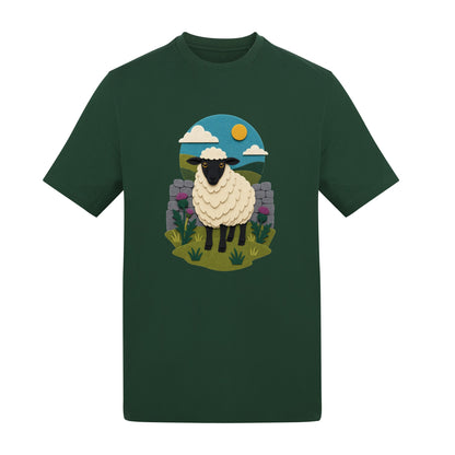 Sheep by the Stone Wall Adult Unisex T-shirt - Felt & Fauna Range