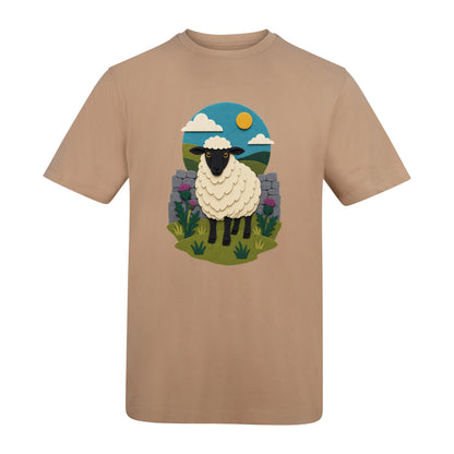 Sheep by the Stone Wall Adult Unisex T-shirt - Felt & Fauna Range