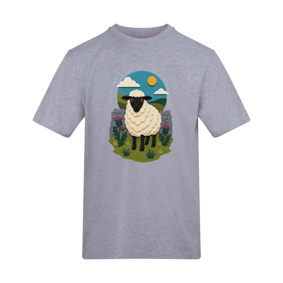 Sheep by the Stone Wall Adult Unisex T-shirt - Felt & Fauna Range