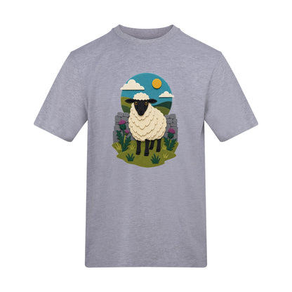 Sheep by the Stone Wall Adult Unisex T-shirt - Felt & Fauna Range