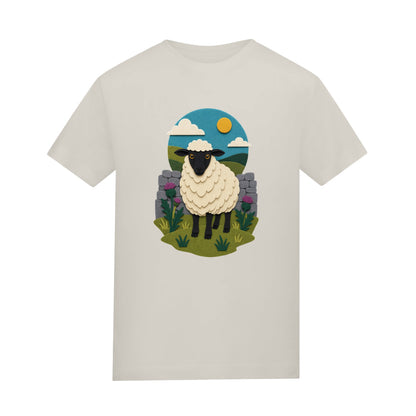 Sheep by the Stone Wall Adult Unisex T-shirt - Felt & Fauna Range