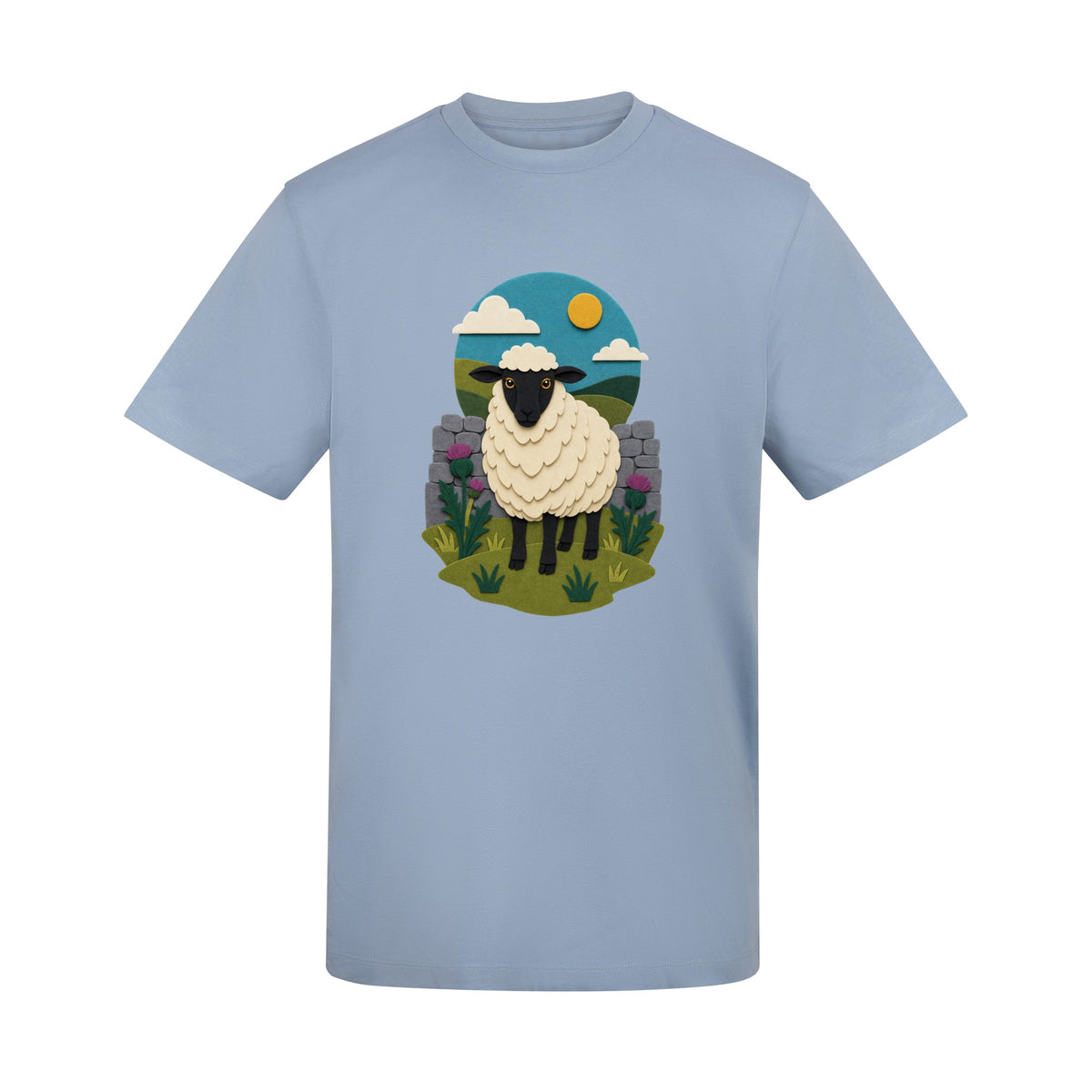 Sheep by the Stone Wall Adult Unisex T-shirt - Felt & Fauna Range