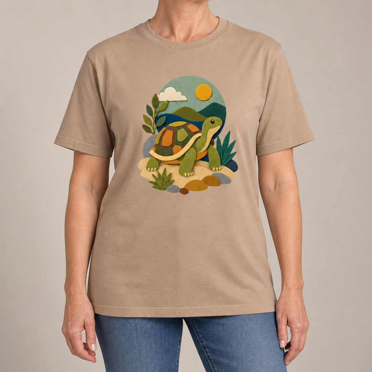 Tortoise on the Trail Adult Unisex T-shirt - Felt & Fauna Range lead image