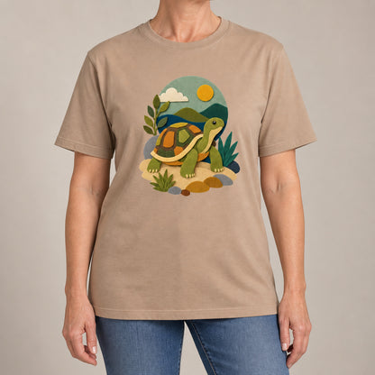 Tortoise on the Trail Adult Unisex T-shirt - Felt & Fauna Range lead image