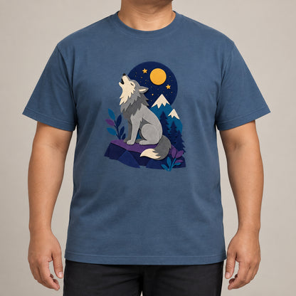 Wolf Beneath the Moon Adult Unisex T-shirt - Felt & Fauna Range lead image