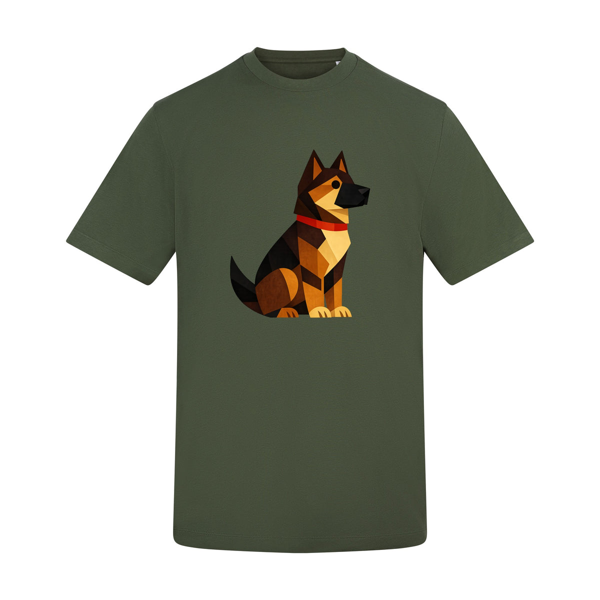 Watchful German Shepherd Adult Unisex T-shirt - Prism Kingdom Range Earthy Green colour variant image