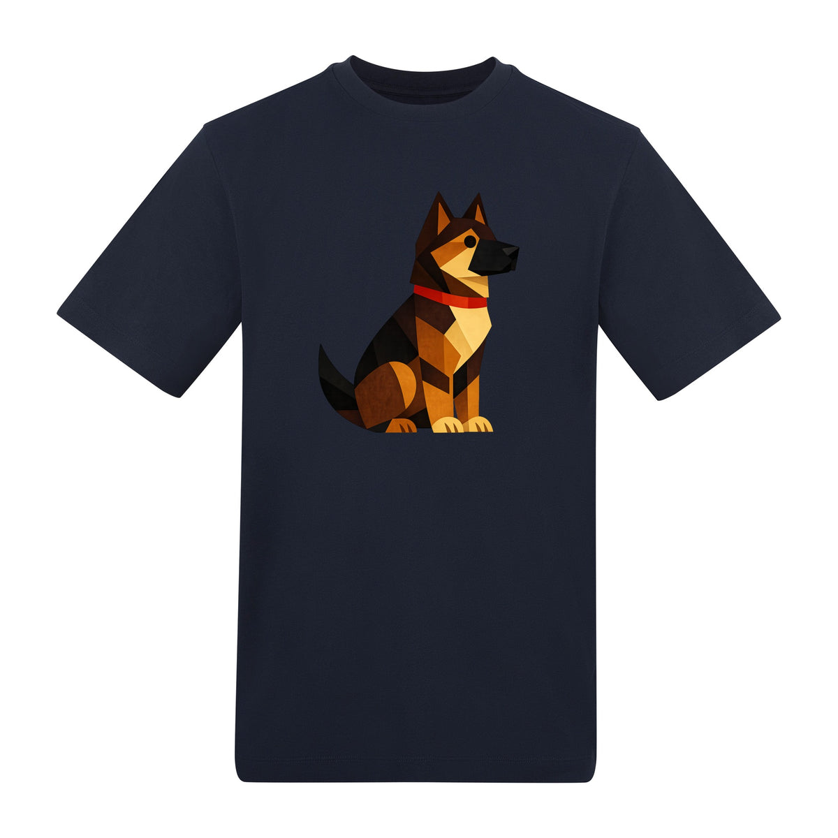 Watchful German Shepherd Adult Unisex T-shirt - Prism Kingdom Range French Navy colour variant image