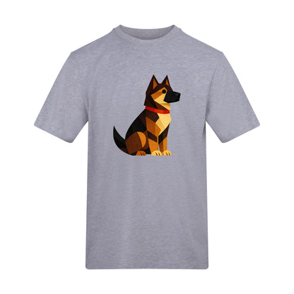 Watchful German Shepherd Adult Unisex T-shirt - Prism Kingdom Range Heather Grey colour variant image