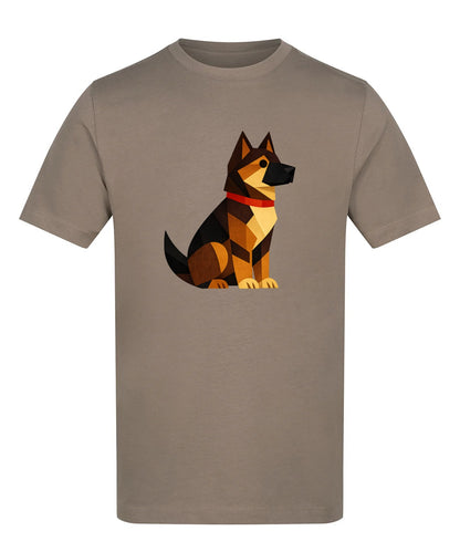 Watchful German Shepherd Adult Unisex T-shirt - Prism Kingdom Range Mocha Brown colour variant image