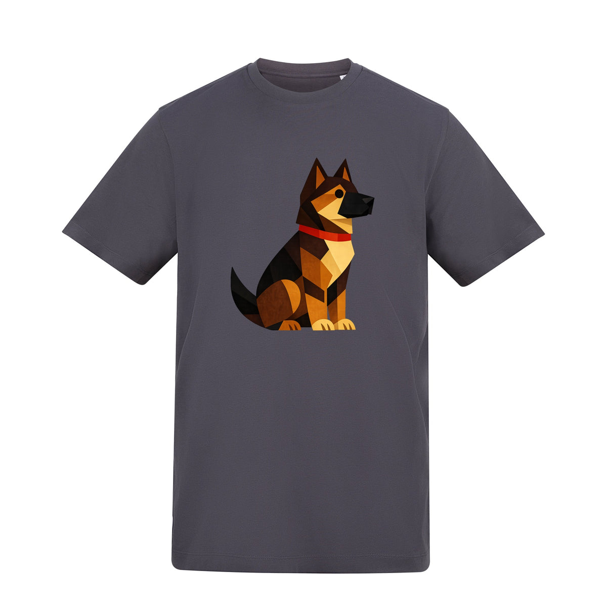 Watchful German Shepherd Adult Unisex T-shirt - Prism Kingdom Range Solid Charcoal colour variant image
