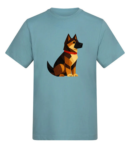 Watchful German Shepherd Adult Unisex T-shirt - Prism Kingdom Range Seafoam colour variant image