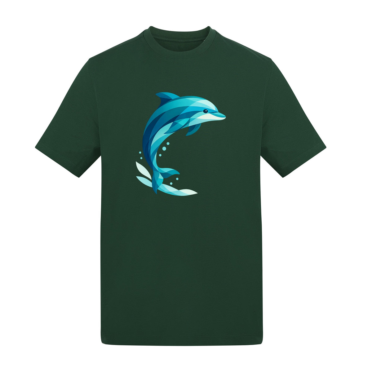 Dolphin in Motion Adult Unisex T-shirt - Prism Kingdom Range Bottle Green colour variant image