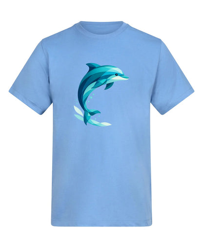 Dolphin in Motion Adult Unisex T-shirt - Prism Kingdom Range Cornflower Blue colour variant image