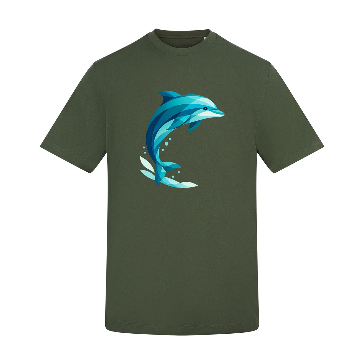 Dolphin in Motion Adult Unisex T-shirt - Prism Kingdom Range Earthy Green colour variant image