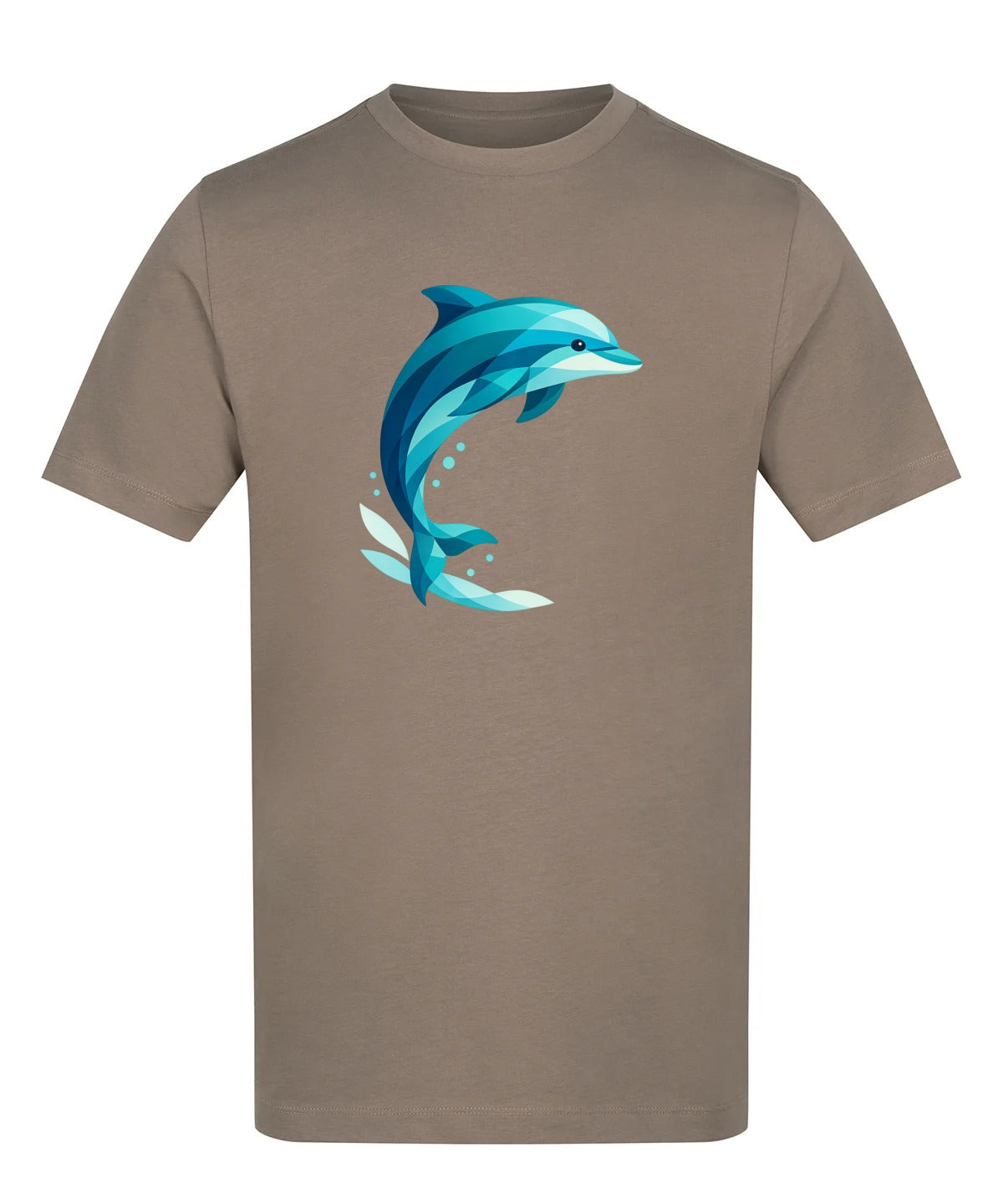Dolphin in Motion Adult Unisex T-shirt - Prism Kingdom Range Mocha Brown colour variant image