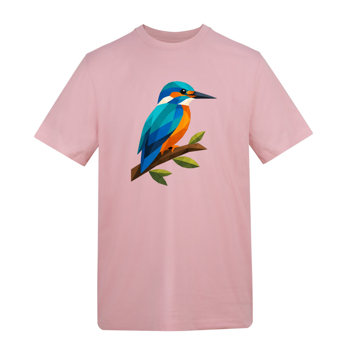 Kingfisher Among Reeds Adult Unisex T-shirt - Prism Kingdom Range Baby Pink colour variant image