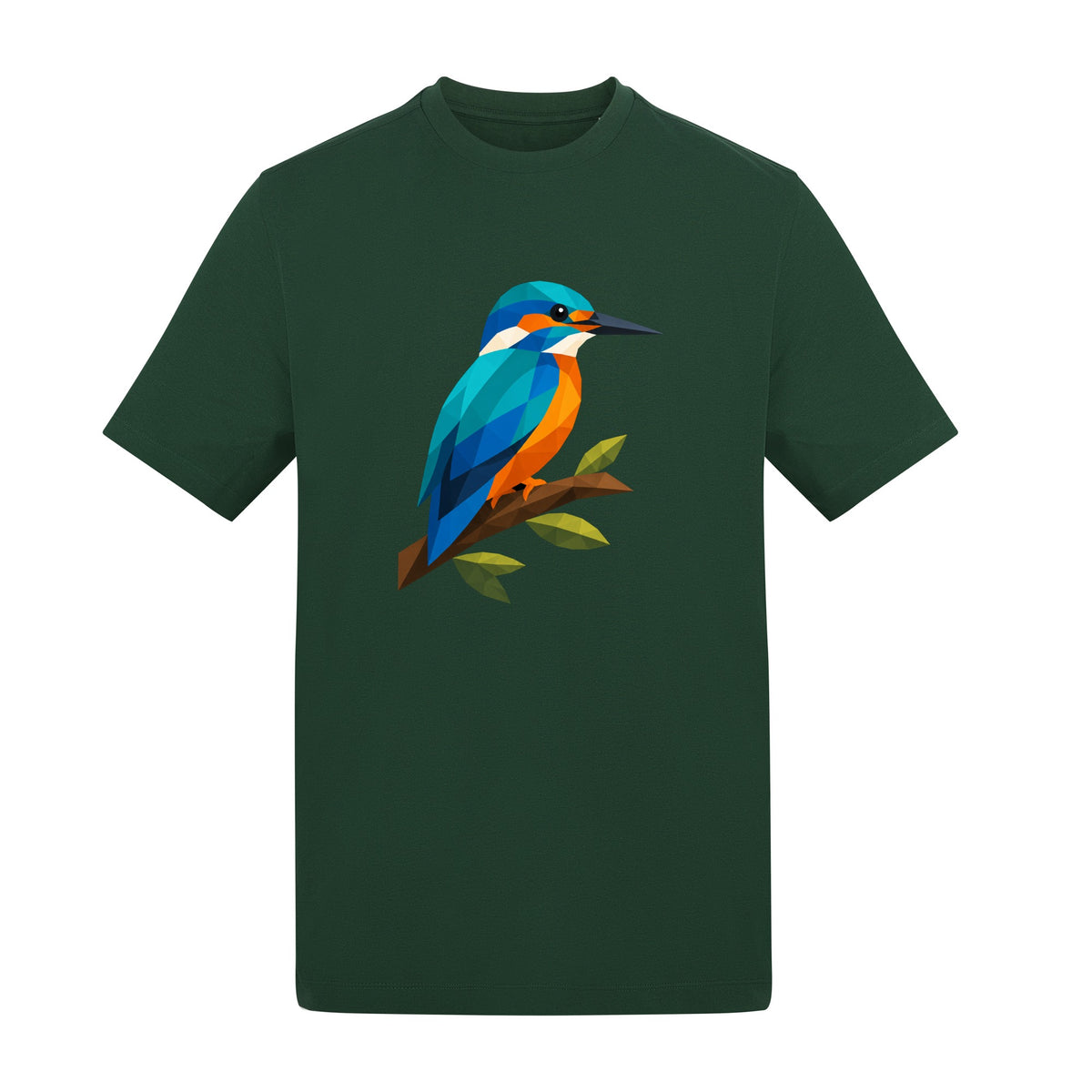 Kingfisher Among Reeds Adult Unisex T-shirt - Prism Kingdom Range Bottle Green colour variant image
