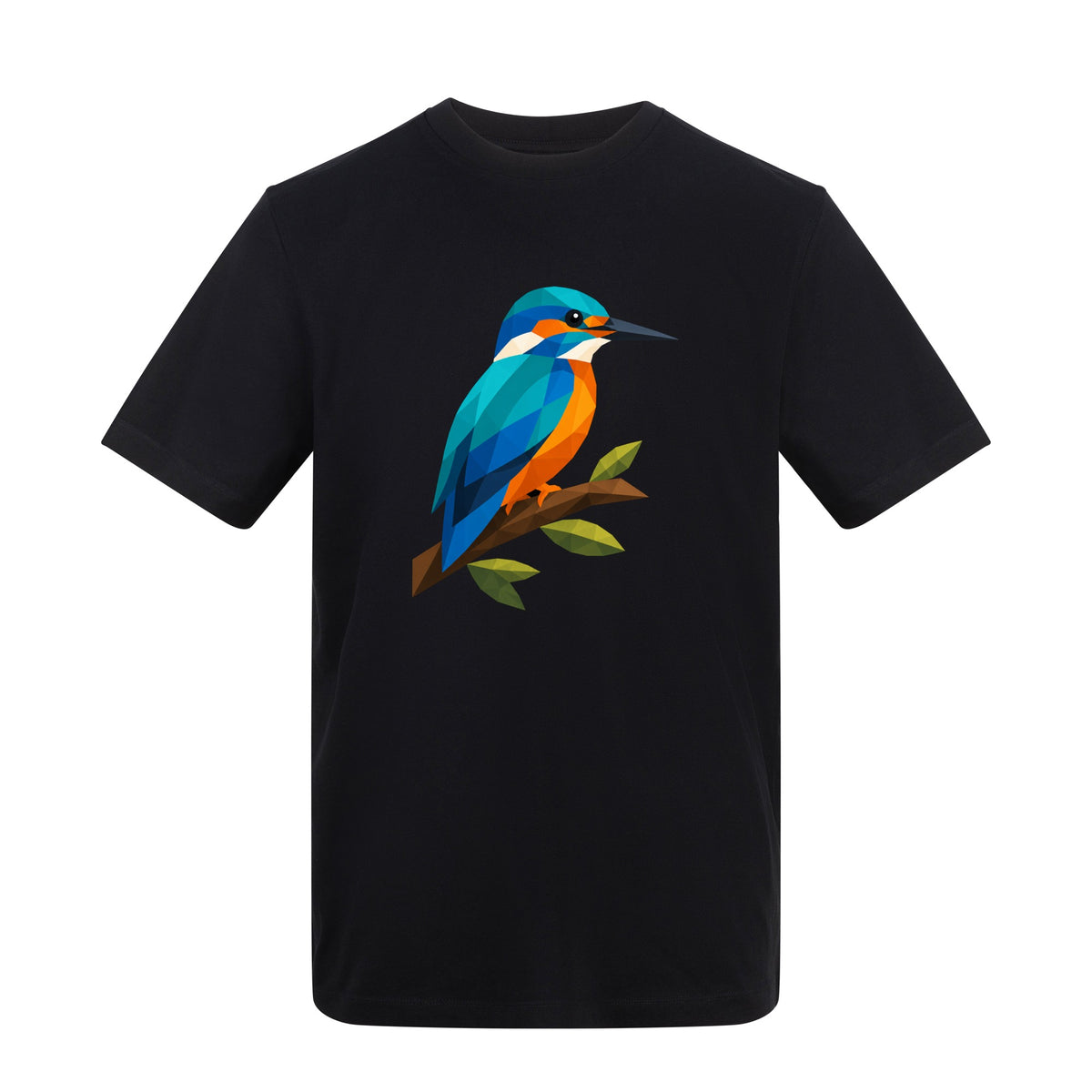 Kingfisher Among Reeds Adult Unisex T-shirt - Prism Kingdom Range Deep Black colour variant image