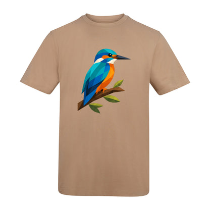 Kingfisher Among Reeds Adult Unisex T-shirt - Prism Kingdom Range Desert Sand colour variant image