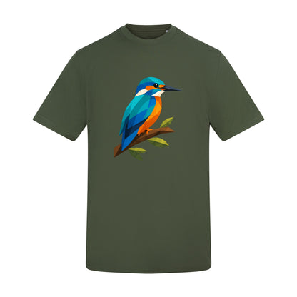 Kingfisher Among Reeds Adult Unisex T-shirt - Prism Kingdom Range Earthy Green colour variant image