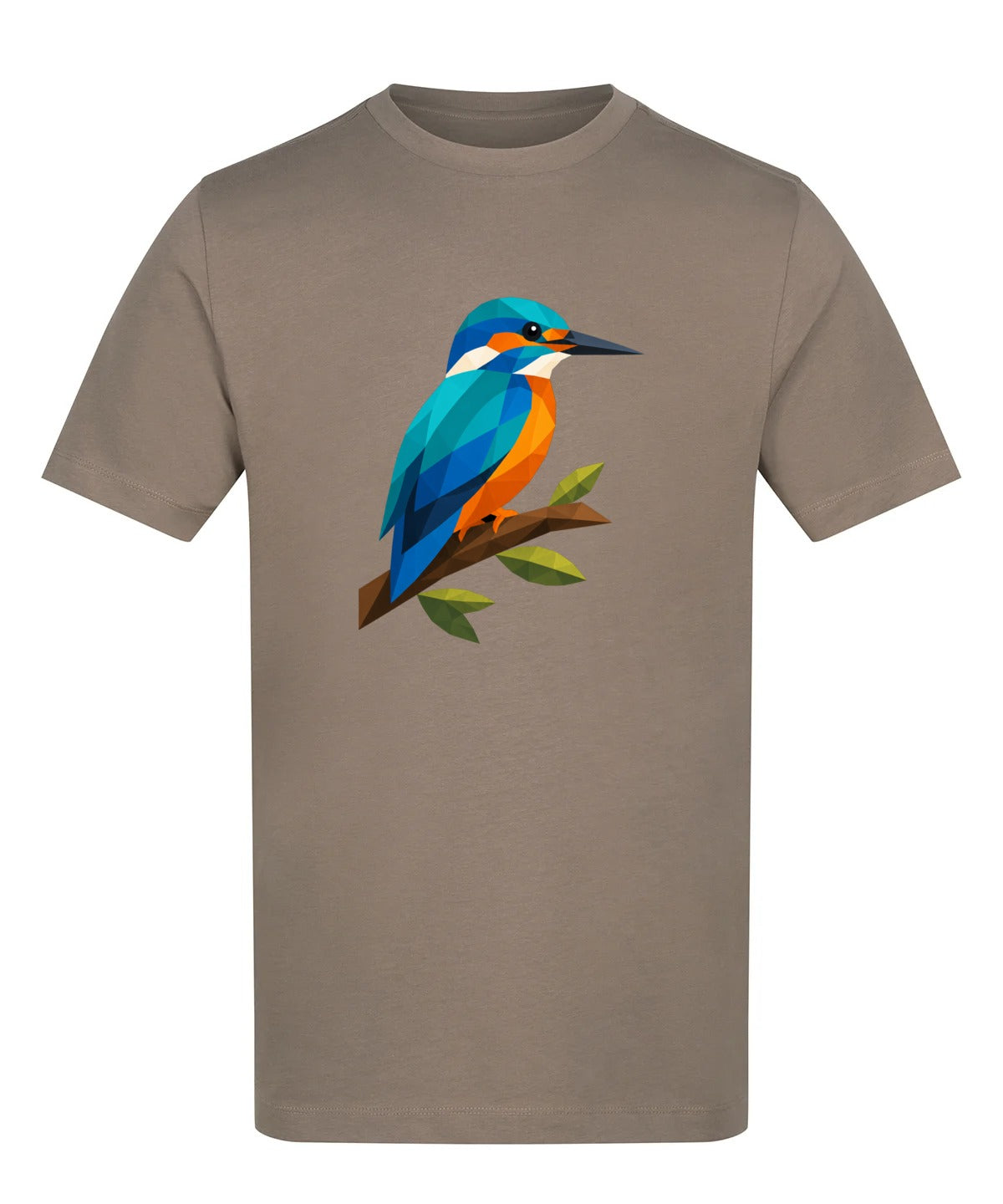 Kingfisher Among Reeds Adult Unisex T-shirt - Prism Kingdom Range Mocha Brown colour variant image