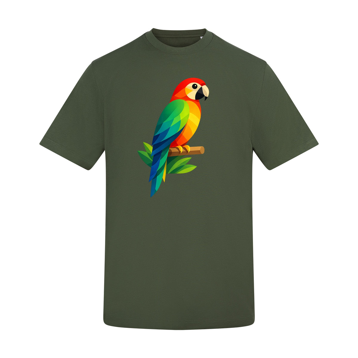 Radiant Macaw Adult Unisex T-shirt - Prism Kingdom Range Earthy Green colour variant image