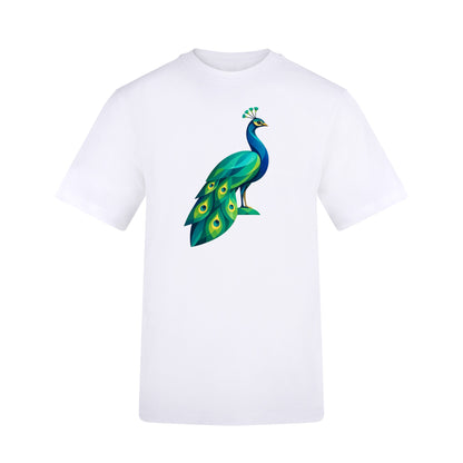 Peacock in Prism Adult Unisex T-shirt - Prism Kingdom Range Arctic White colour variant image