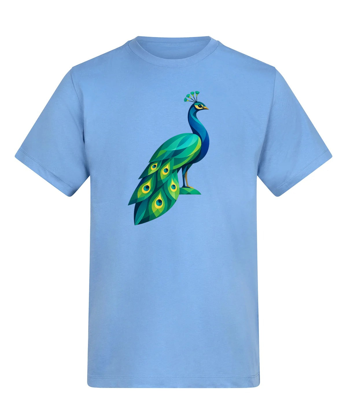 Peacock in Prism Adult Unisex T-shirt - Prism Kingdom Range Cornflower Blue colour variant image