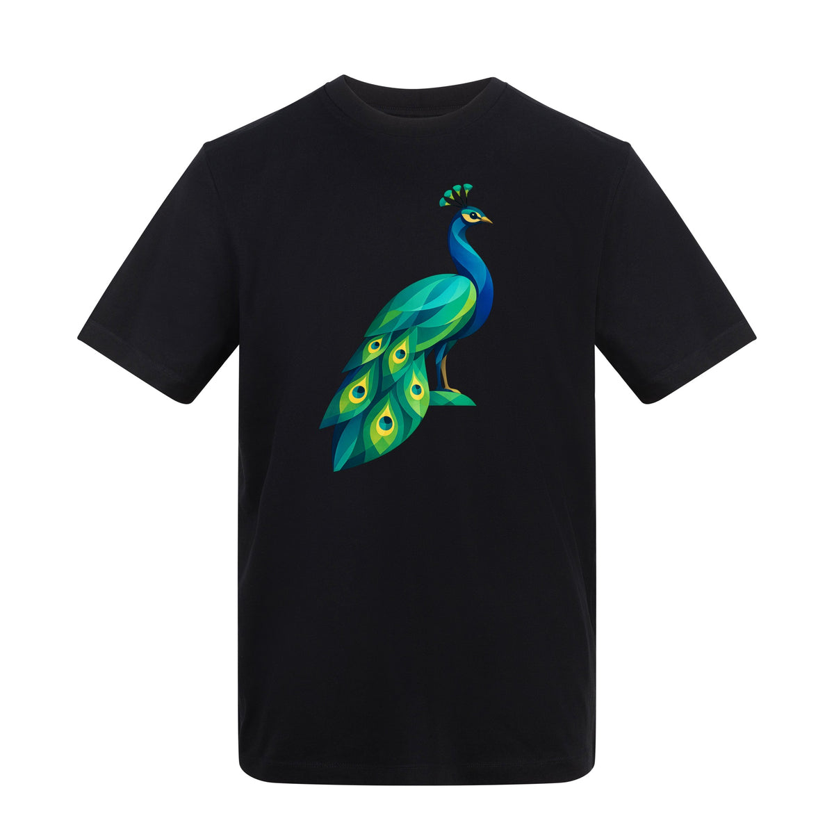 Peacock in Prism Adult Unisex T-shirt - Prism Kingdom Range Deep Black colour variant image