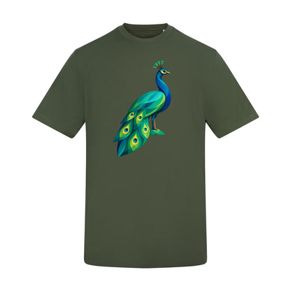 Peacock in Prism Adult Unisex T-shirt - Prism Kingdom Range Earthy Green colour variant image