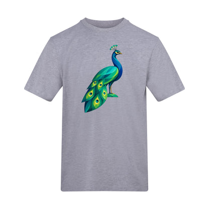 Peacock in Prism Adult Unisex T-shirt - Prism Kingdom Range Heather Grey colour variant image