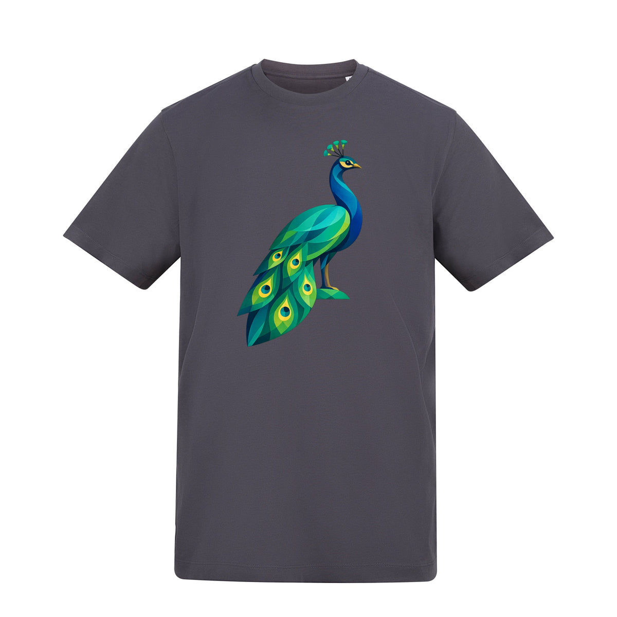 Peacock in Prism Adult Unisex T-shirt - Prism Kingdom Range Solid Charcoal colour variant image