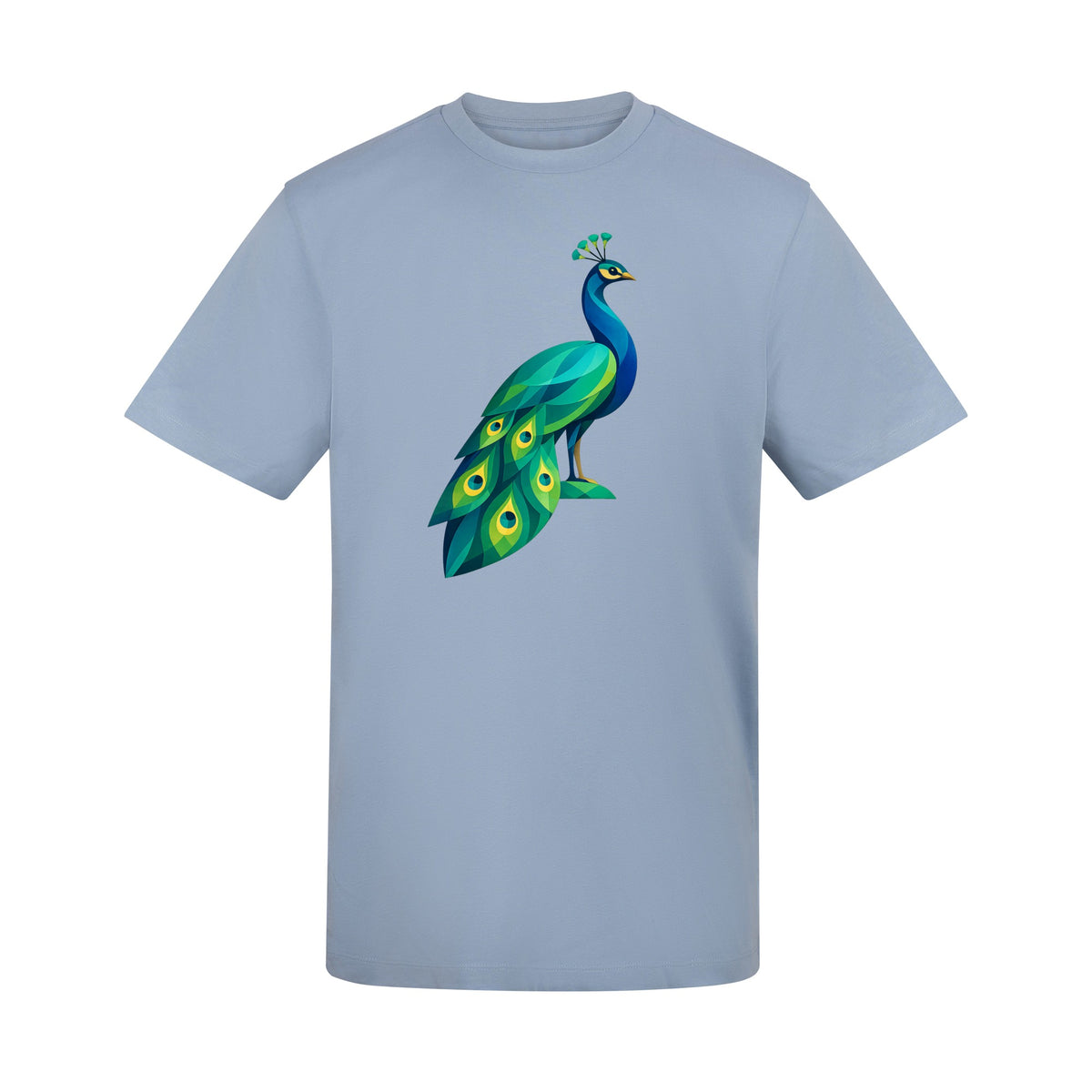 Peacock in Prism Adult Unisex T-shirt - Prism Kingdom Range Sky Blue colour variant image
