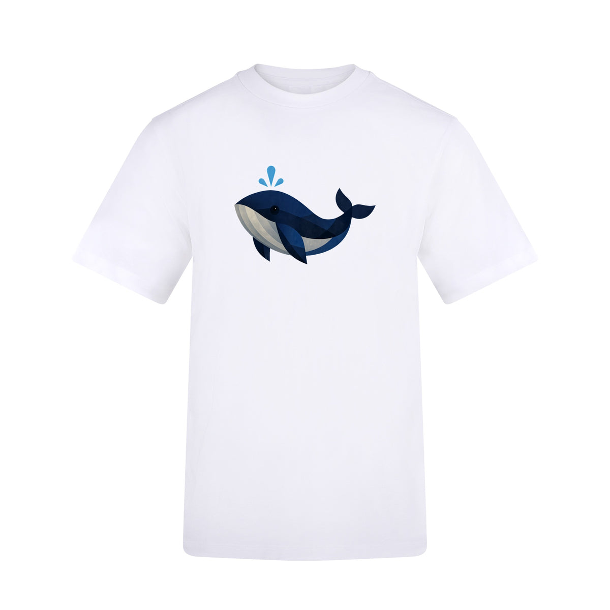 Whale in Blue Adult Unisex T-shirt - Prism Kingdom Range Arctic White colour variant image