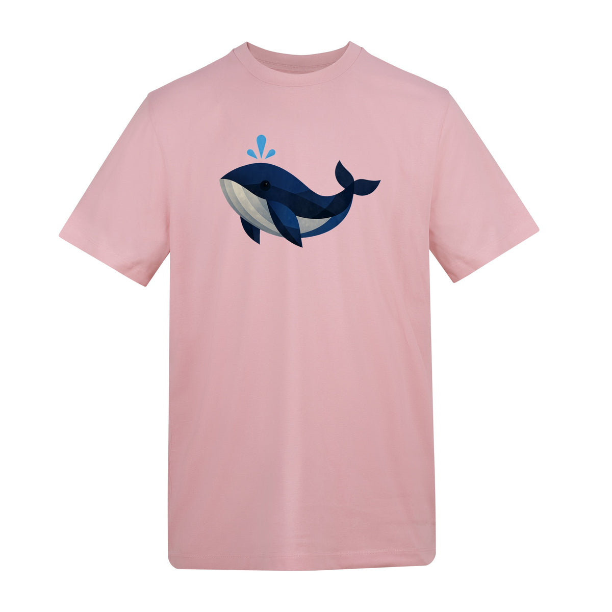 Whale in Blue Adult Unisex T-shirt - Prism Kingdom Range Baby Pink colour variant image